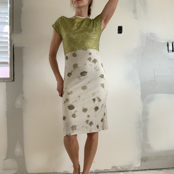 Vintage Chartreuse cocktail dress size S - Picture 7 of 9